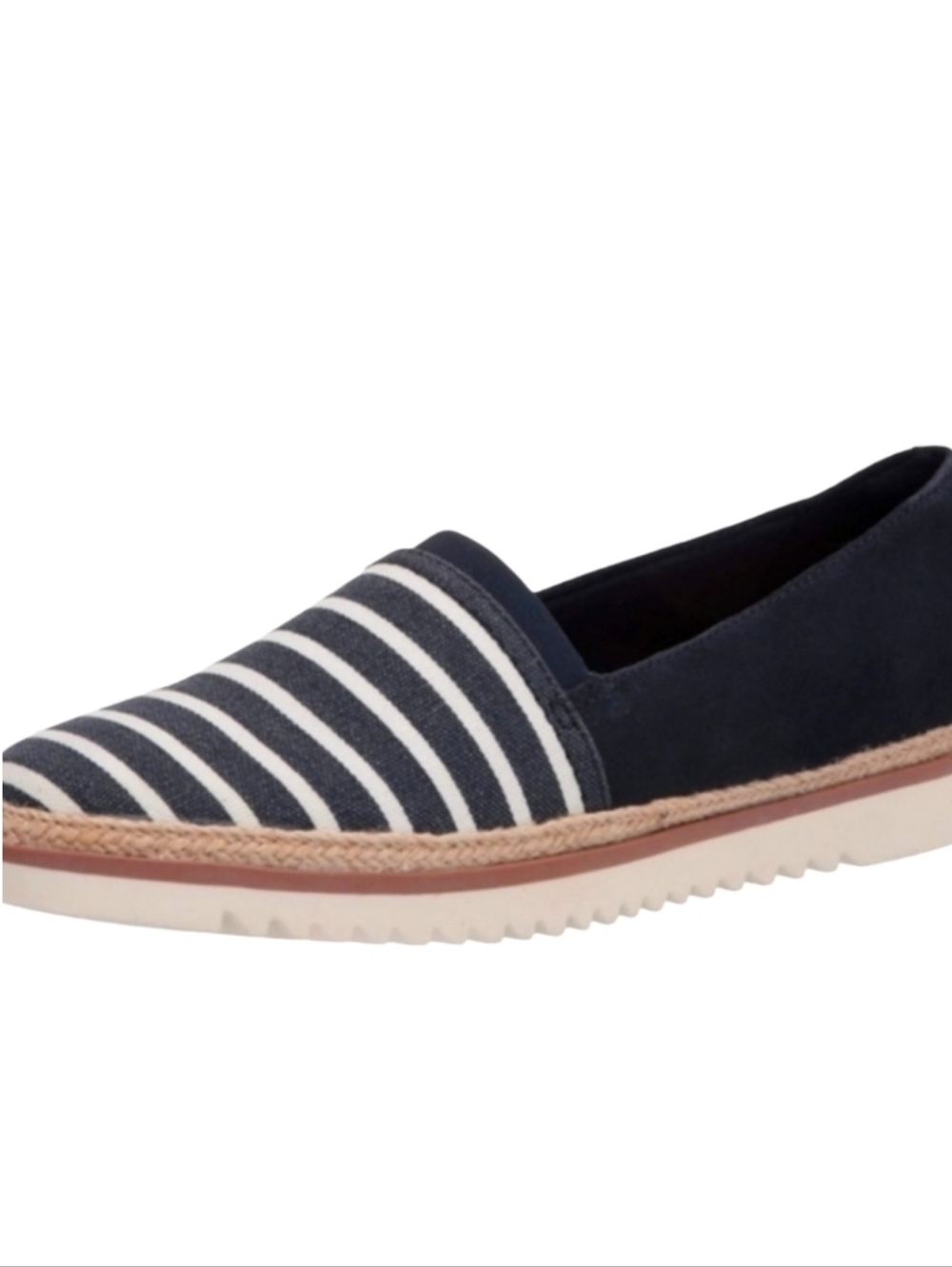 NEW! CLARKS Nautical Stripe Slide On Espadrille Sneaker Loafer Shoes.
